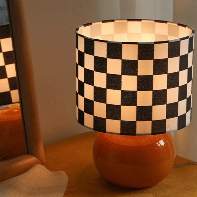 Geometric Table Lamp Orange Glass Base with Checkerboard Shade - Product detail 6
