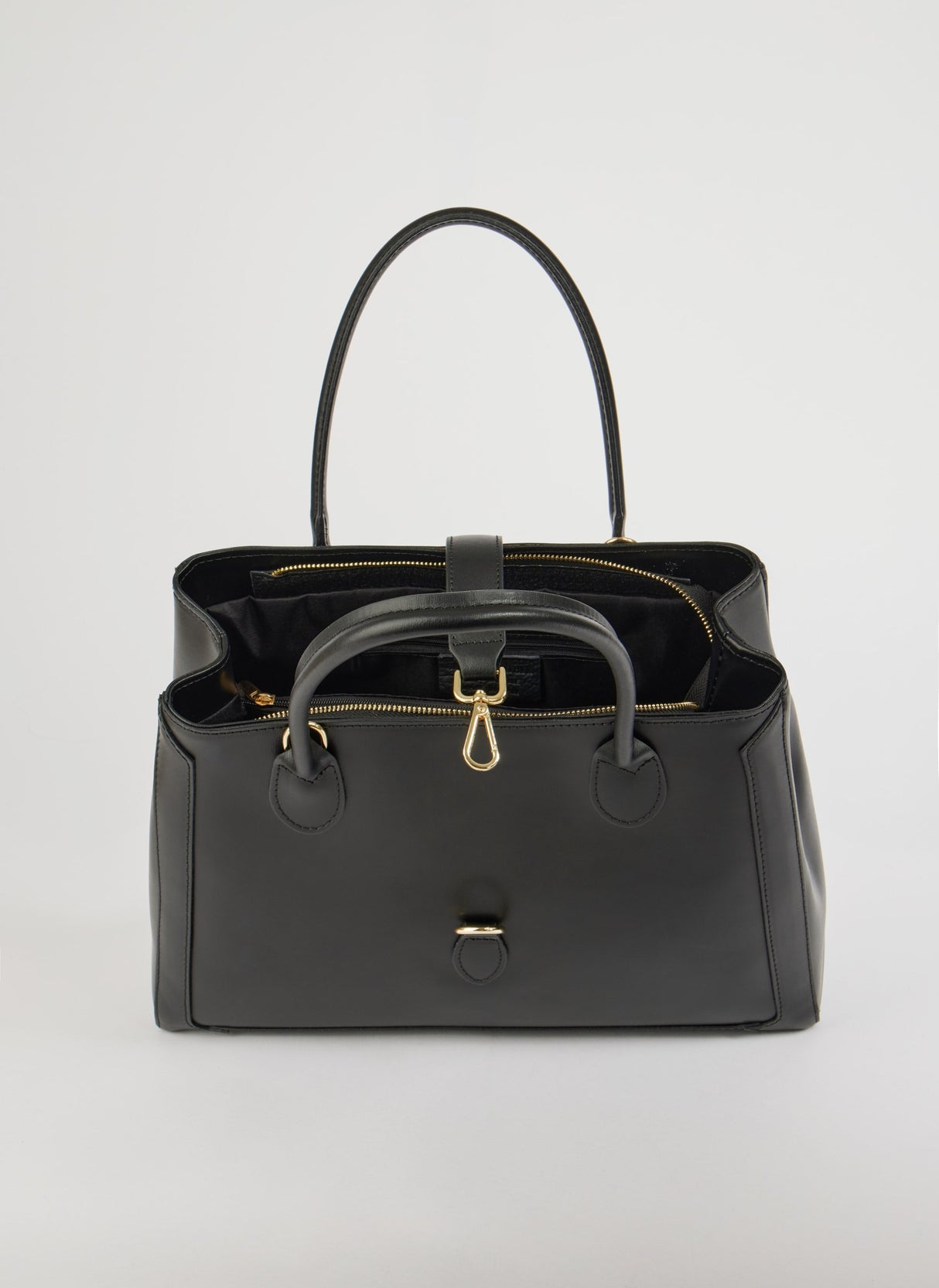 Classic Leather Tote Bag Black Brushed Leather Gold Hardware - Product detail 7