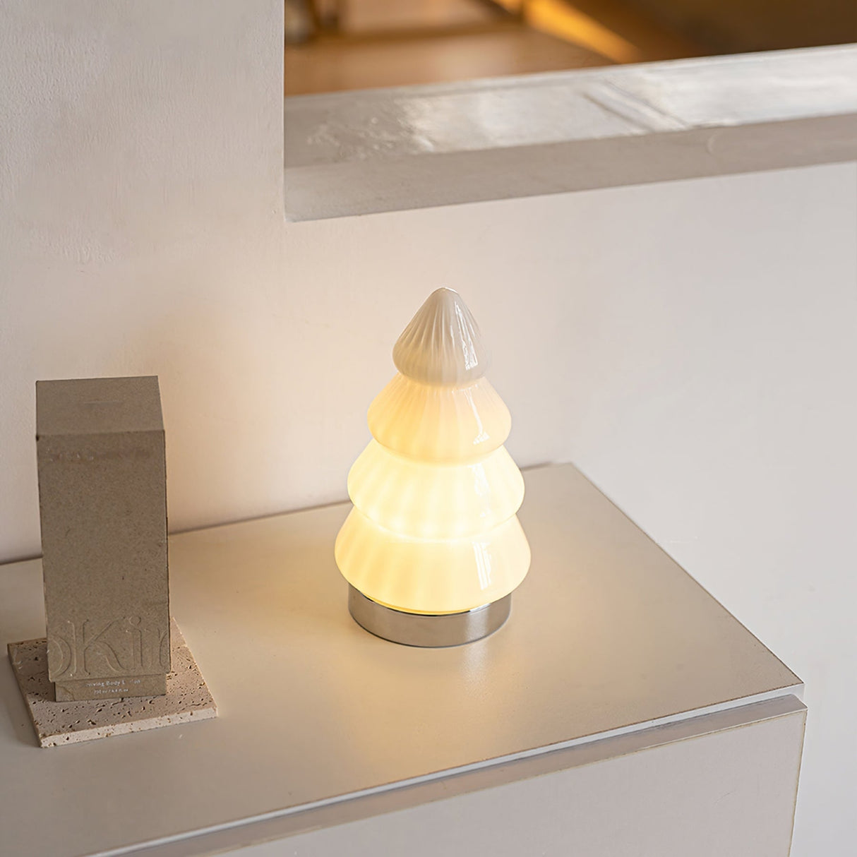 Modern Tree Table Lamp White Glass Chrome Base Design - Product detail 9