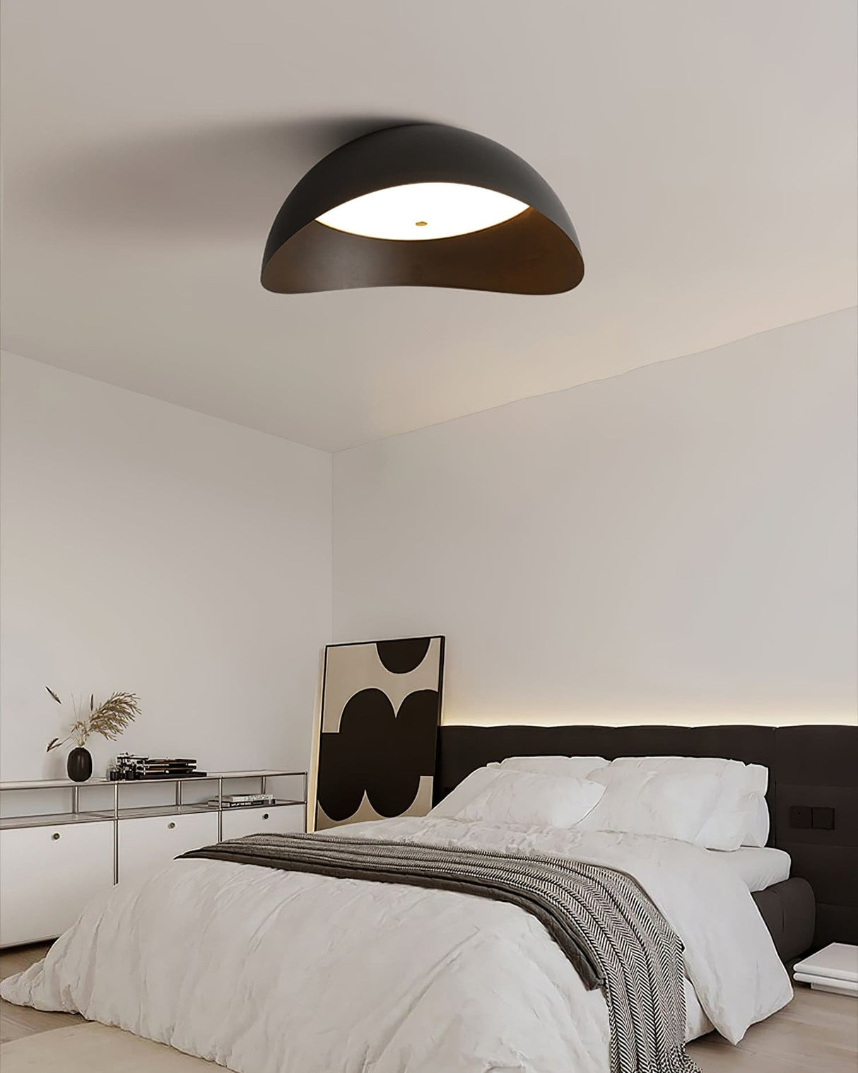 Modern LED Ceiling Light Curved Black Metal Ring Design - Product detail 15