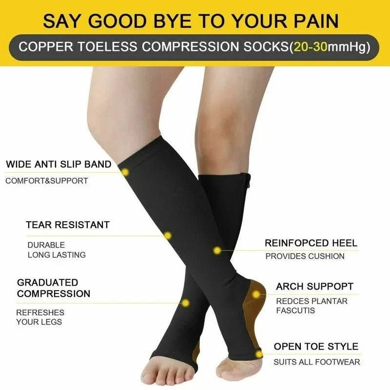 Compression Socks Therapeutic Zipper Support with Open Toe - Product detail 4