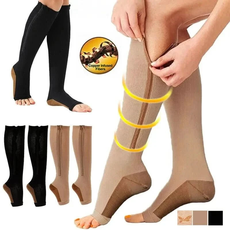 Compression Socks Therapeutic Zipper Support with Open Toe - Product detail 7
