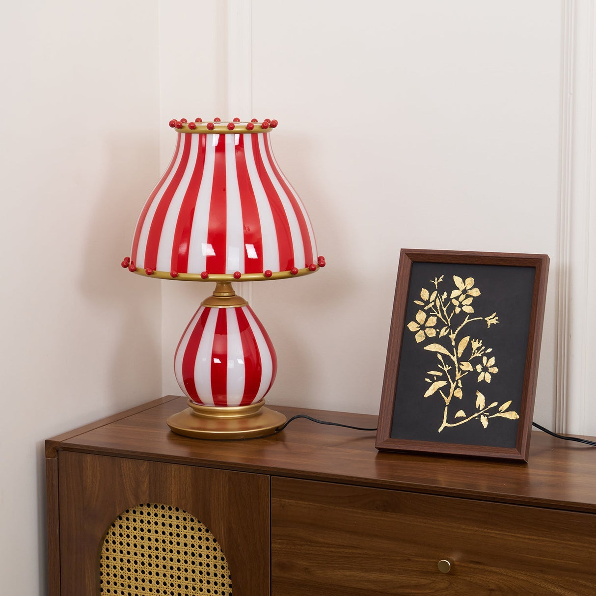 Striped Table Lamp Red White Circus Design - Product detail 14