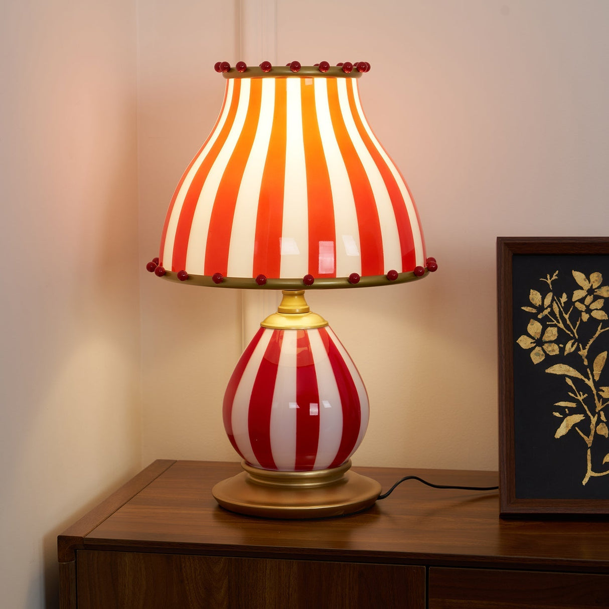Striped Table Lamp Red White Circus Design - Product detail 16
