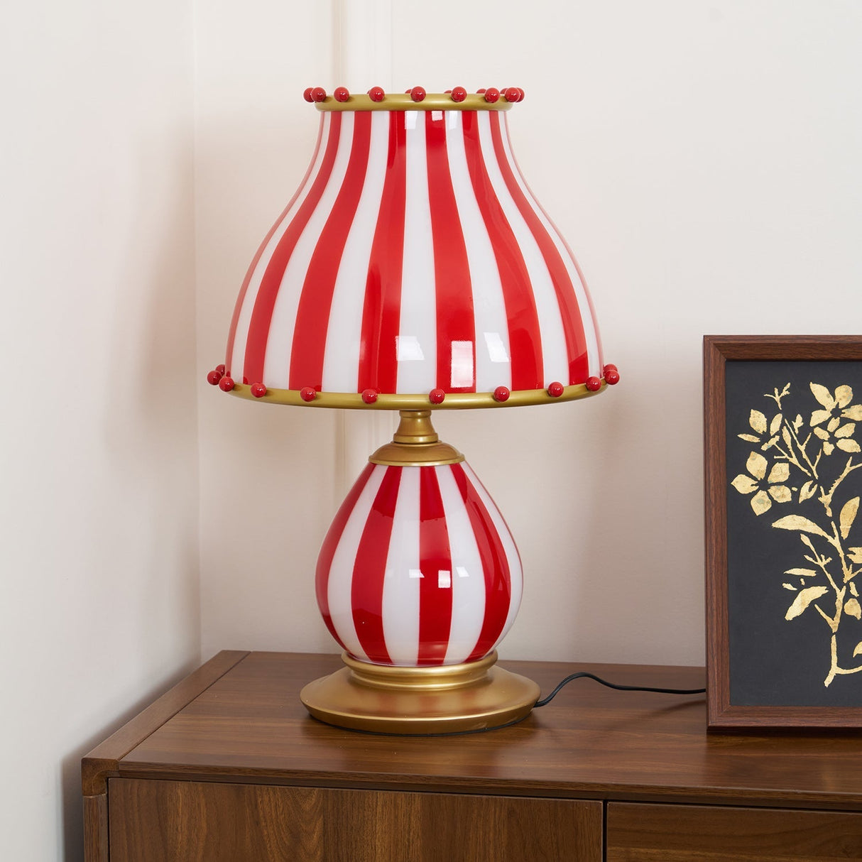 Striped Table Lamp Red White Circus Design - Product detail 13
