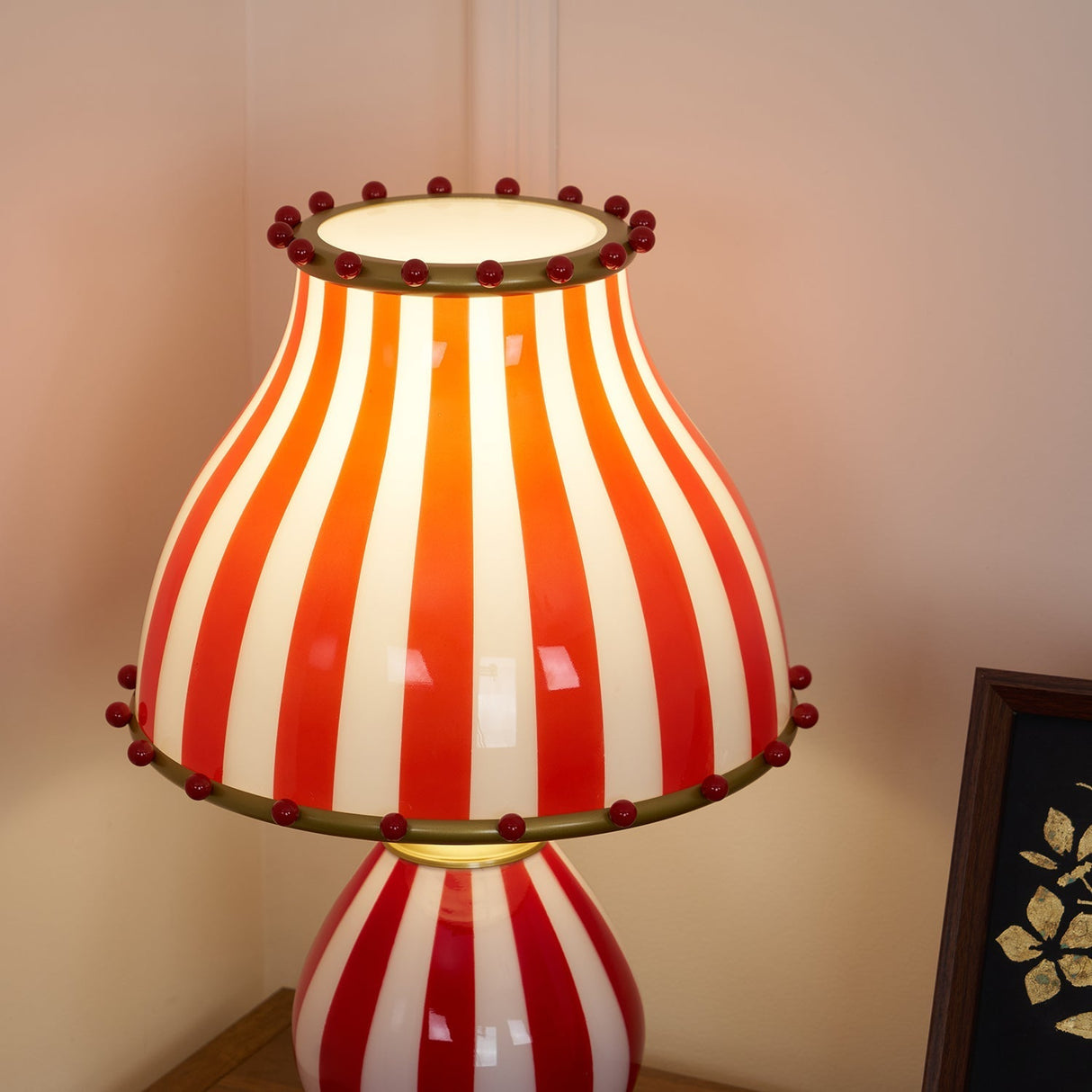 Striped Table Lamp Red White Circus Design - Product detail 19
