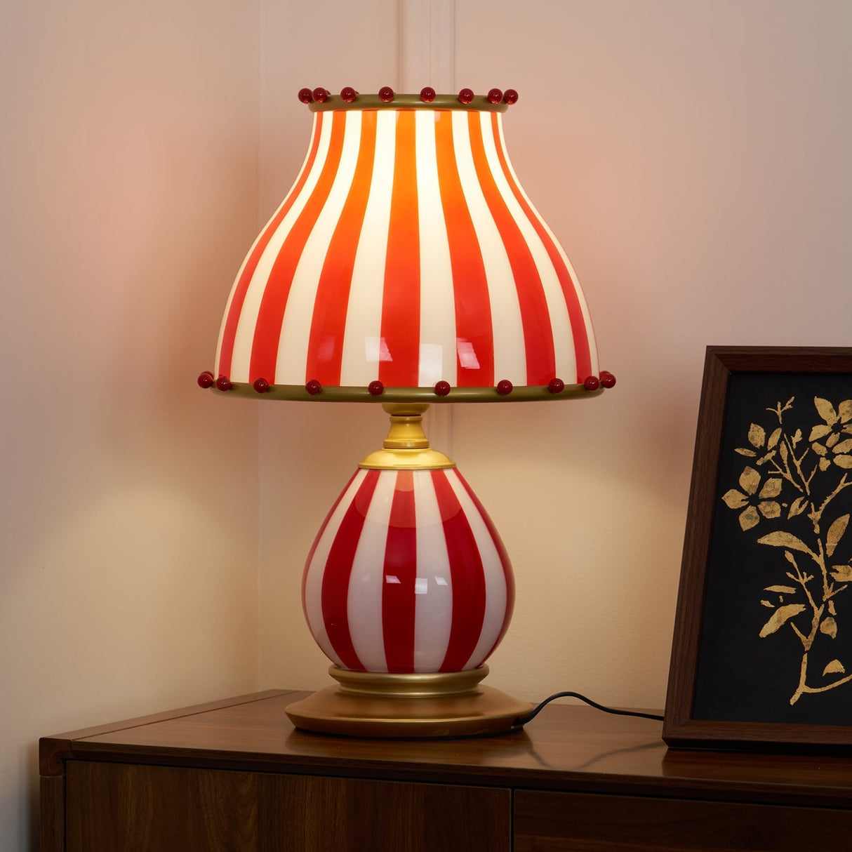 Striped Table Lamp Red White Circus Design - Product detail 18