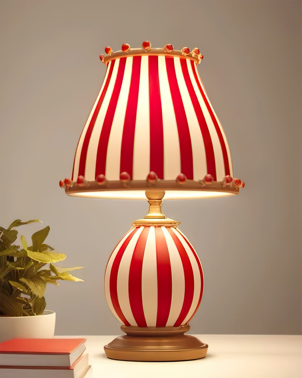 Striped Table Lamp Red White Circus Design - Product detail 20