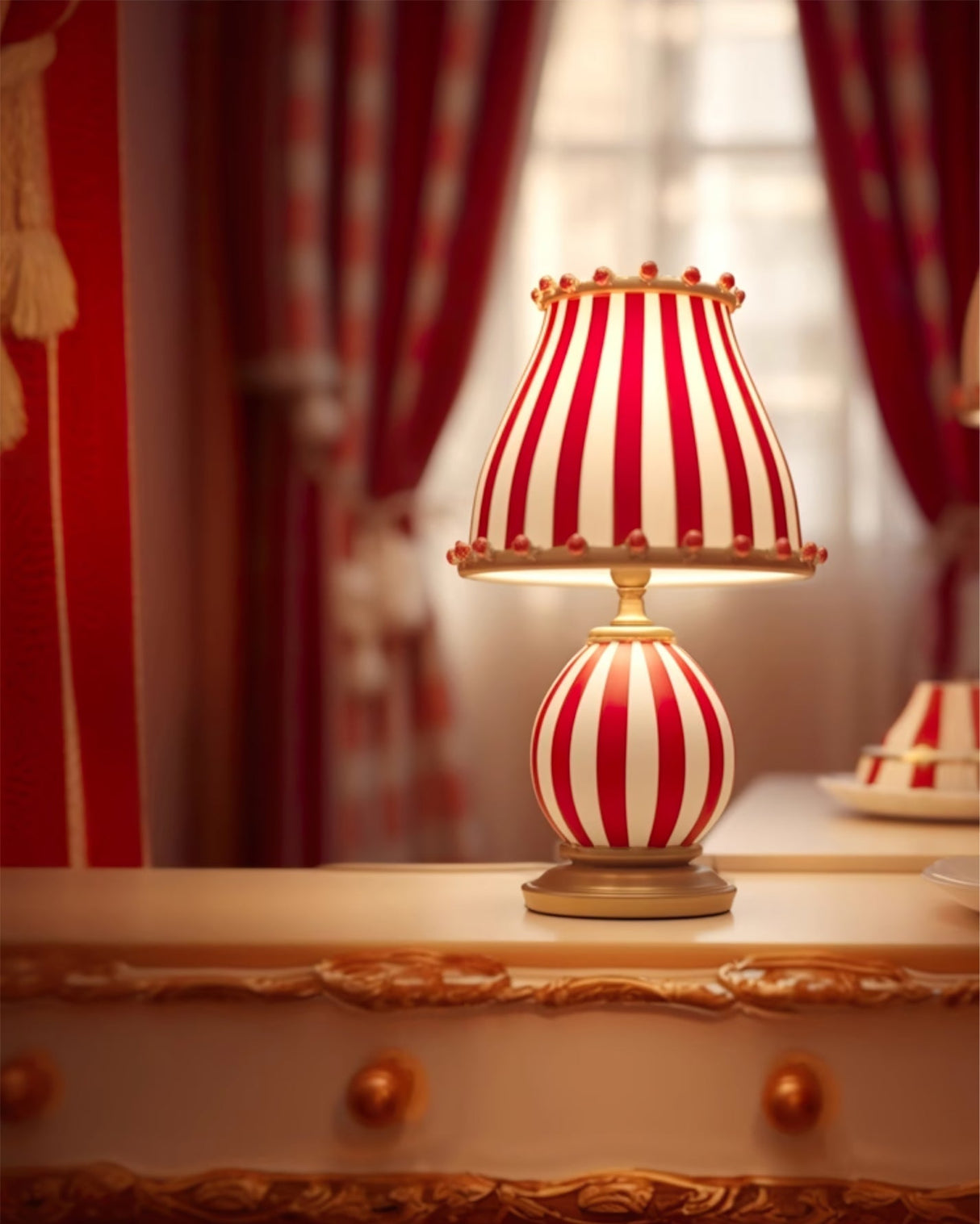 Striped Table Lamp Red White Circus Design - Product detail 27