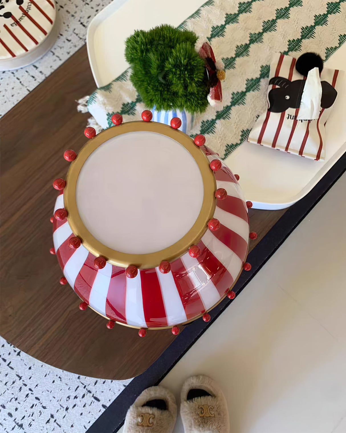 Striped Table Lamp Red White Circus Design - Product detail 34