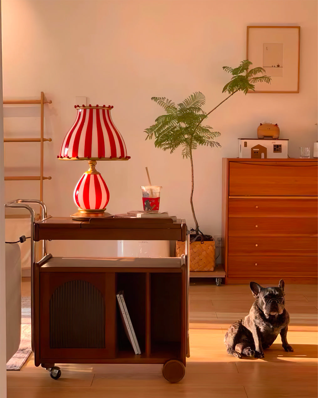 Striped Table Lamp Red White Circus Design - Product detail 9