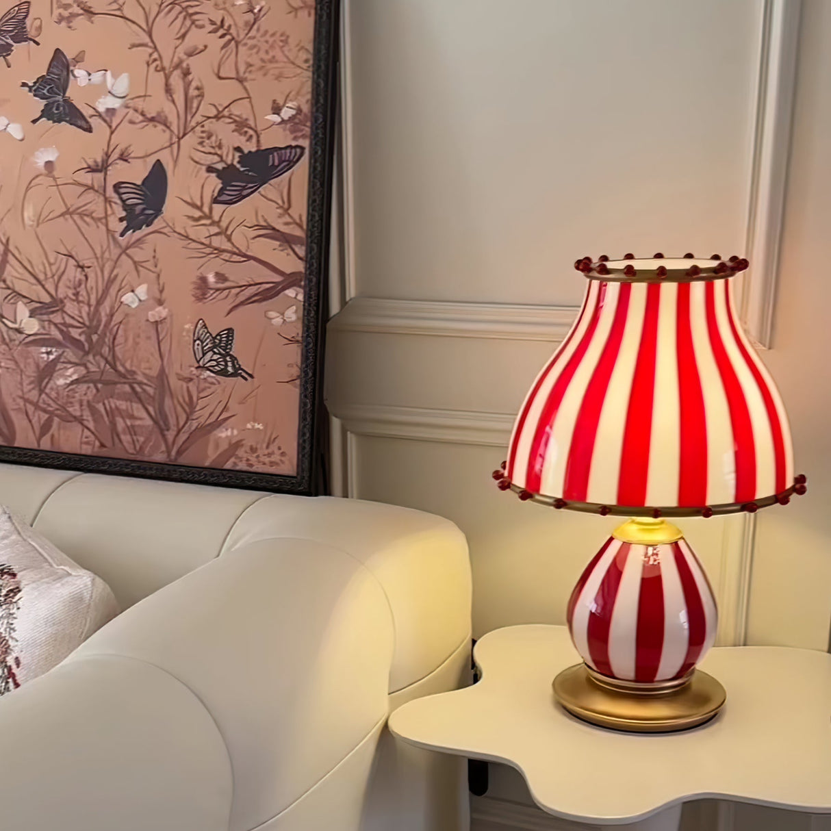 Striped Table Lamp Red White Circus Design - Product detail 30