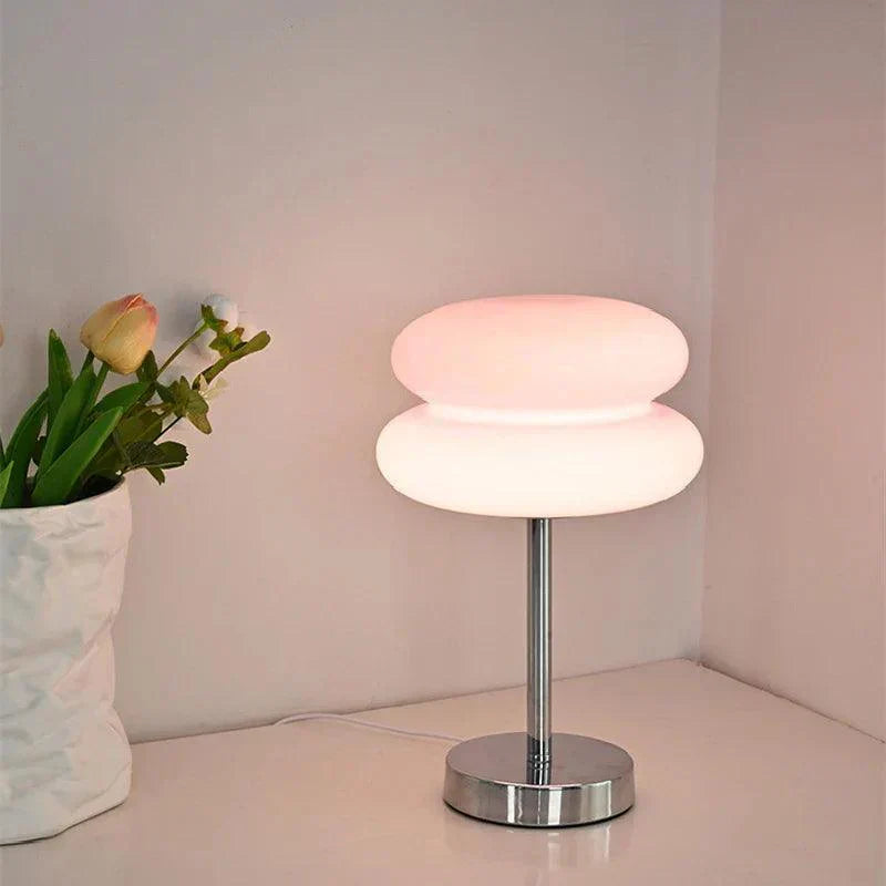 Modern Glass Table Lamp Pink Double Ring Design - Product detail 10
