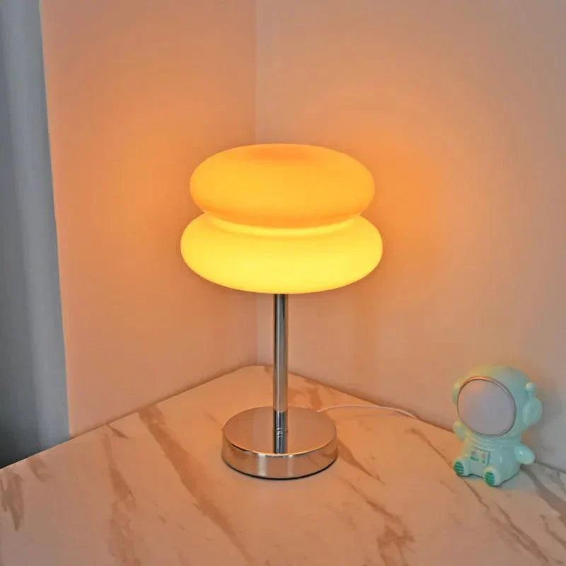 Modern Glass Table Lamp Pink Double Ring Design - Product example