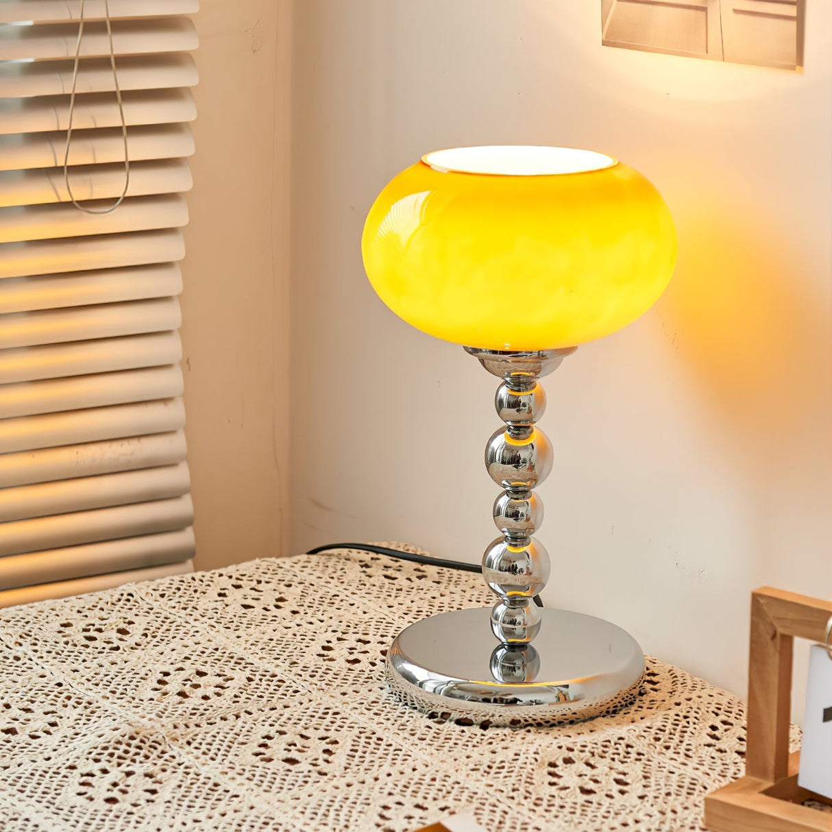 Space Age Table Lamp Orange Glass Globe Chrome Stand - Product detail 9