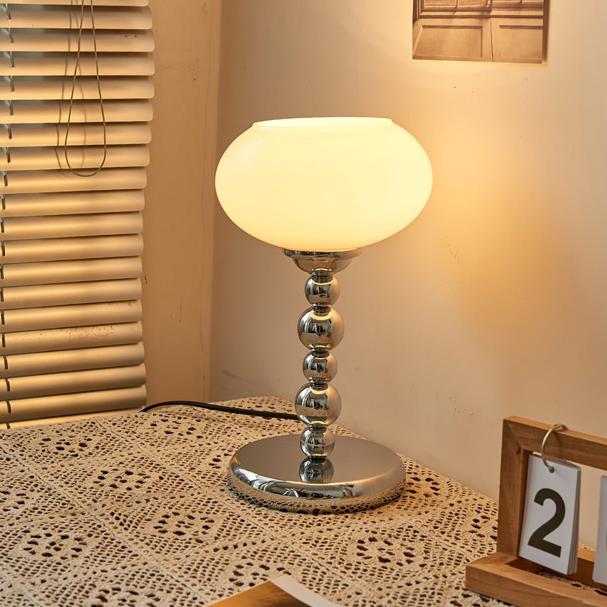 Space Age Table Lamp Orange Glass Globe Chrome Stand - Product example