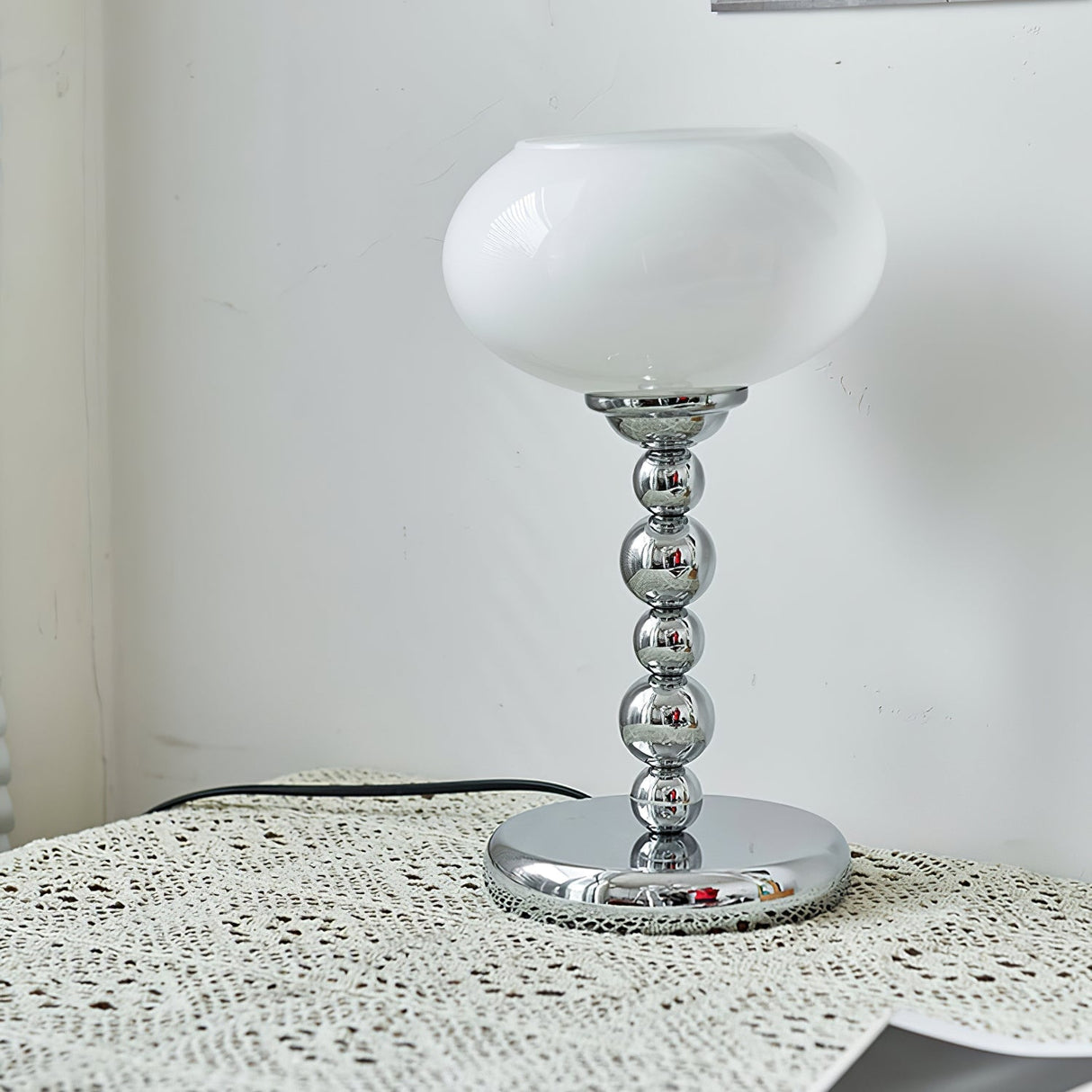 Space Age Table Lamp Orange Glass Globe Chrome Stand - Product detail 11