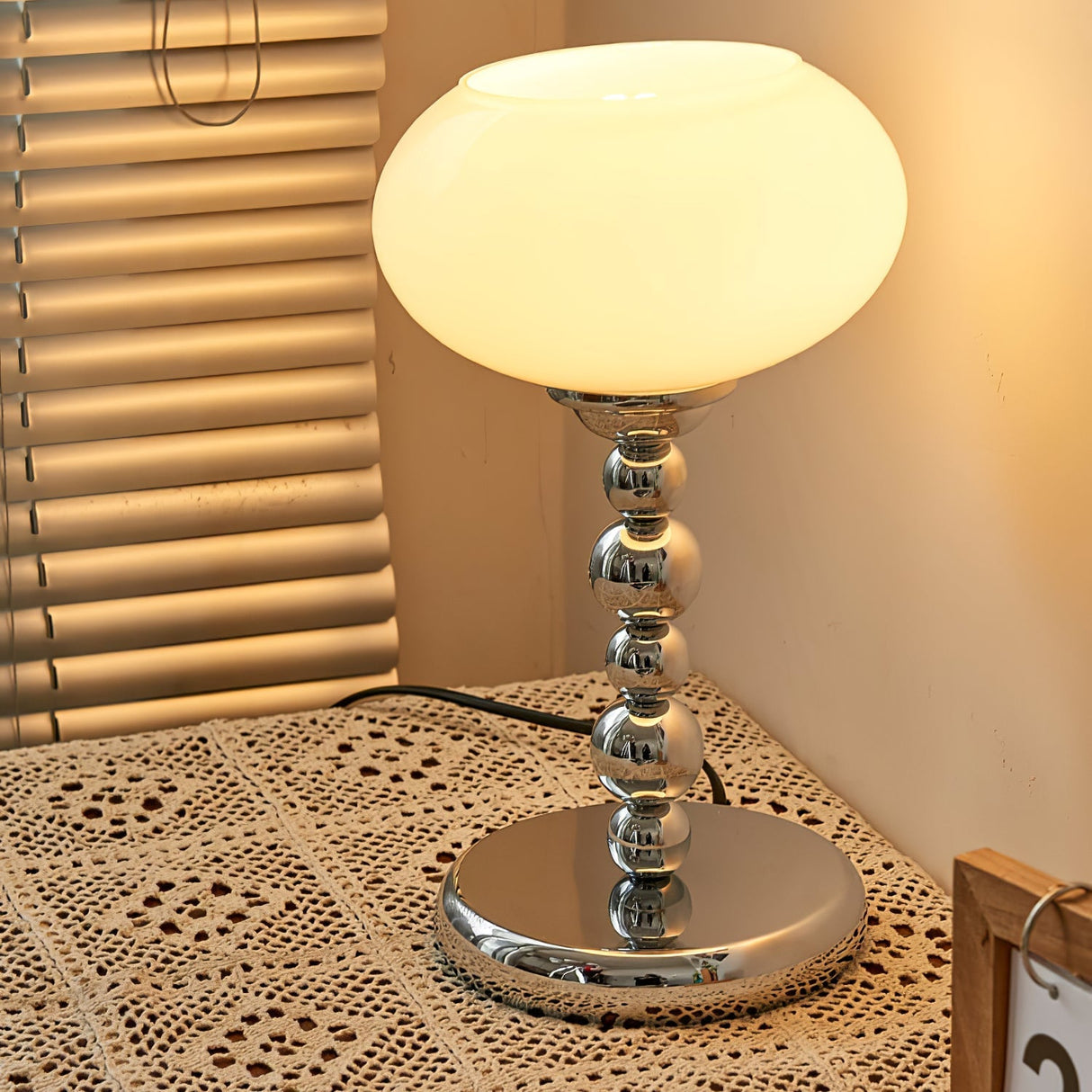 Space Age Table Lamp Orange Glass Globe Chrome Stand - Product detail 12