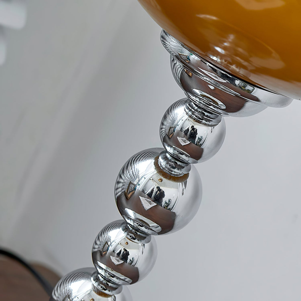 Space Age Table Lamp Orange Glass Globe Chrome Stand - Product detail 13