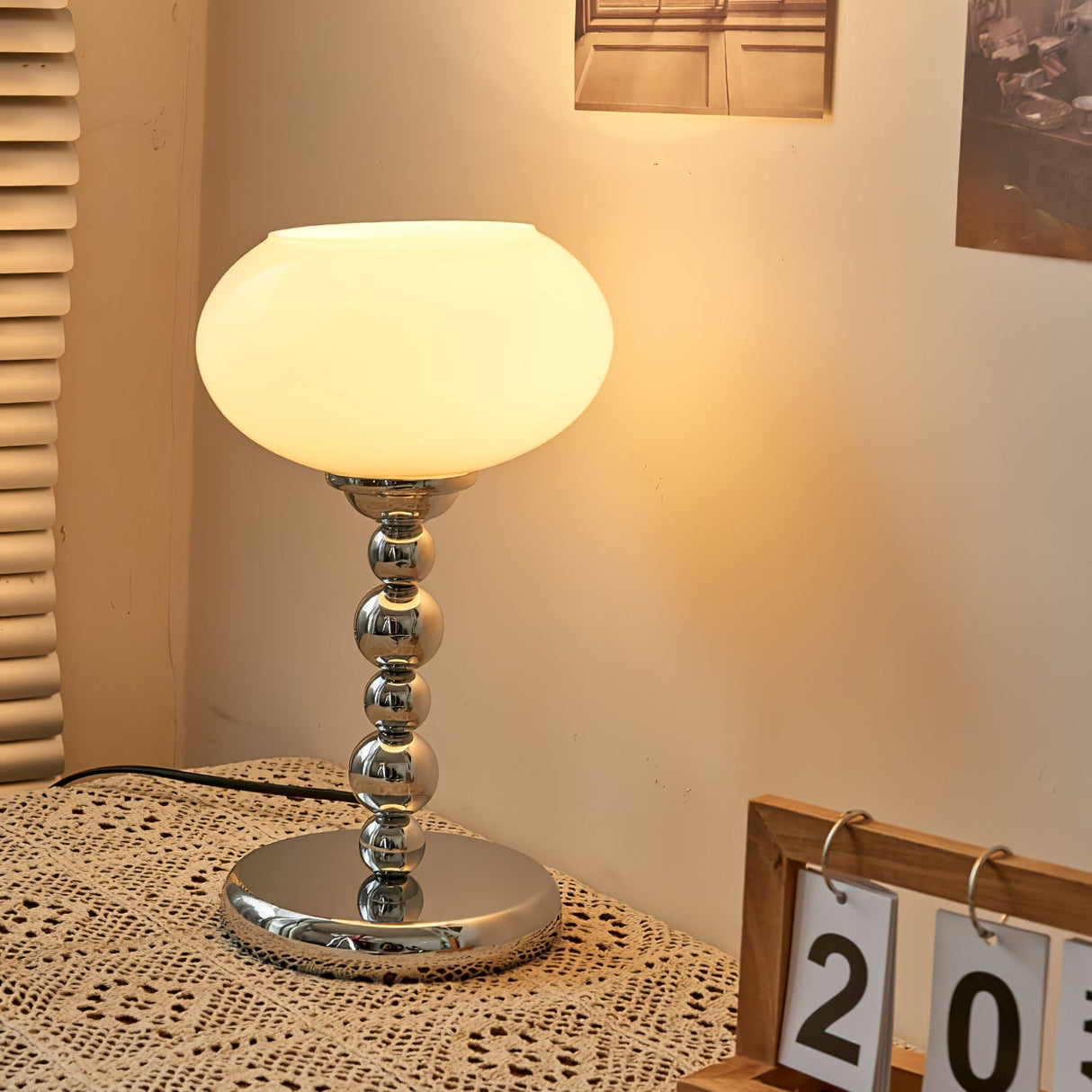 Space Age Table Lamp Orange Glass Globe Chrome Stand - Product detail 14