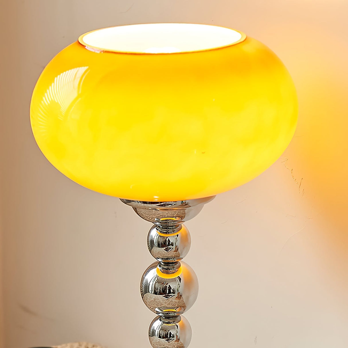 Space Age Table Lamp Orange Glass Globe Chrome Stand - Product detail 5