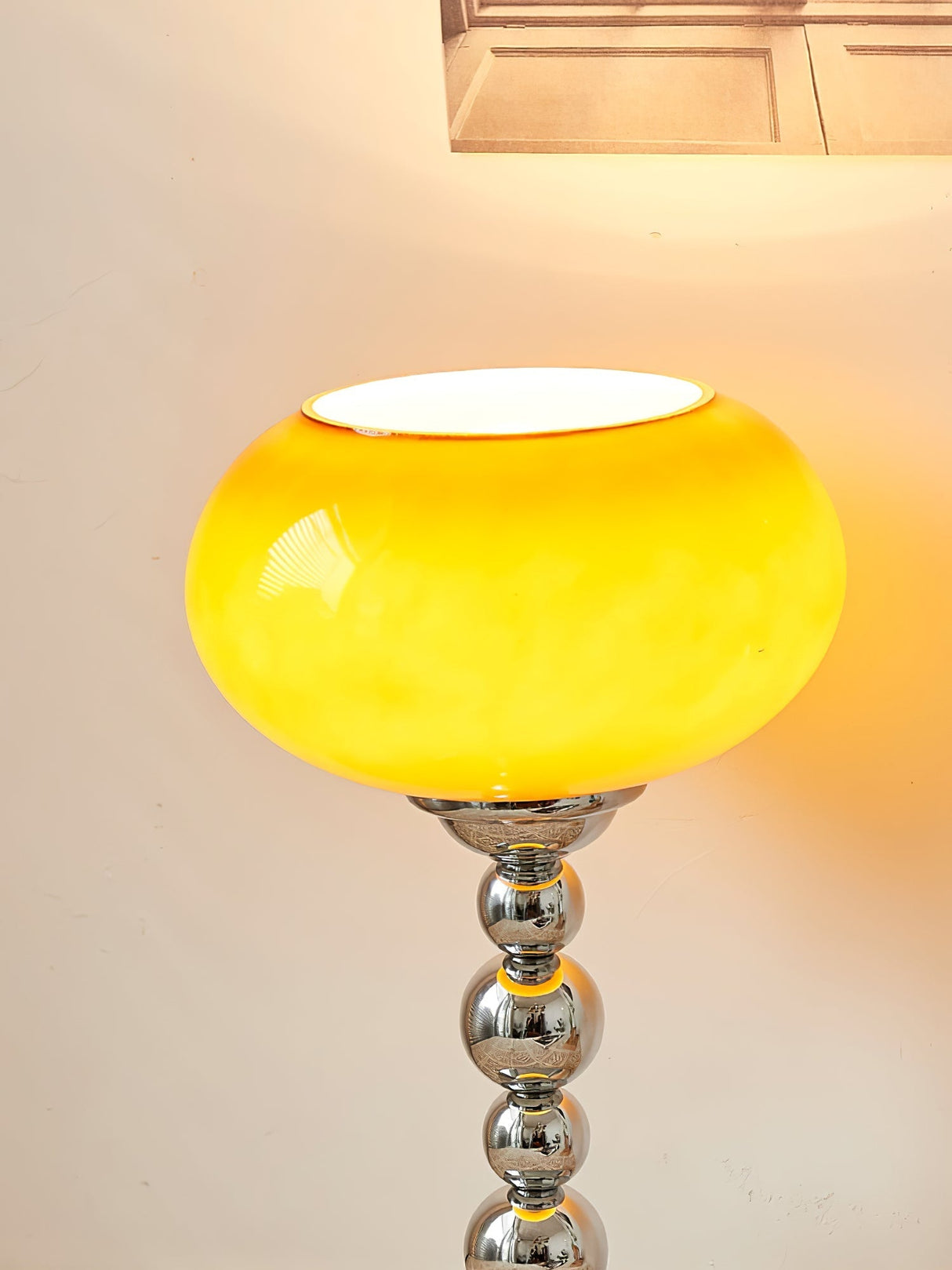 Space Age Table Lamp Orange Glass Globe Chrome Stand - Product detail 7