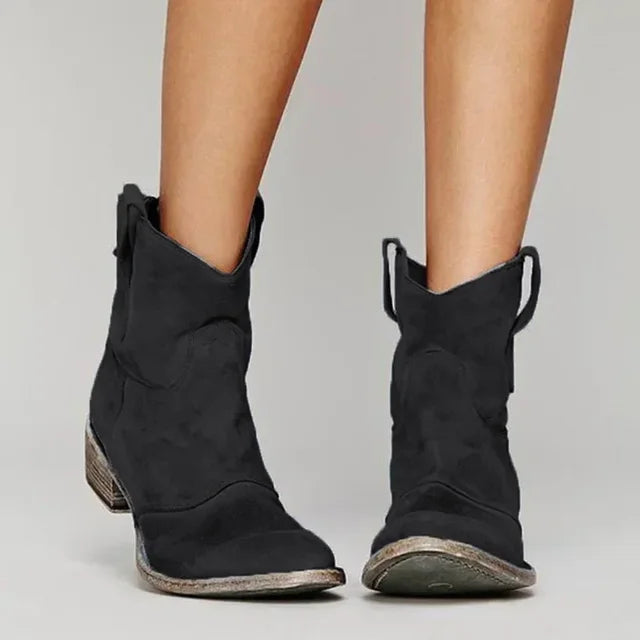 Western Ankle Boots Distressed Suede Design - Detailed view