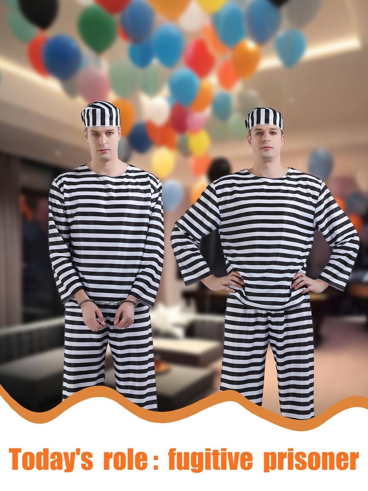 Classic Striped Costume Set  Black and White Long Sleeve Uniform - Product detail 4