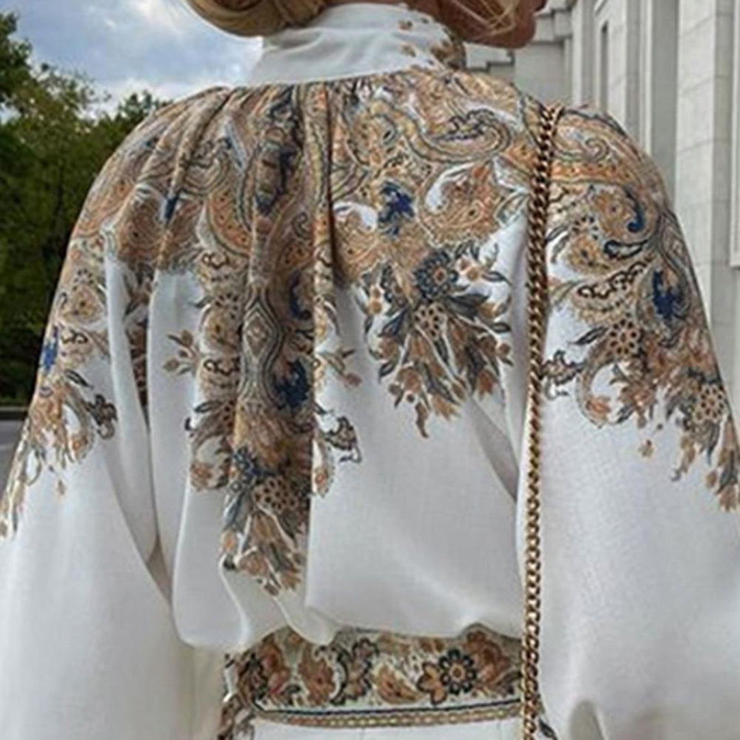 Vintage Floral Romper Paisley Print High Neck Design - Product detail 4