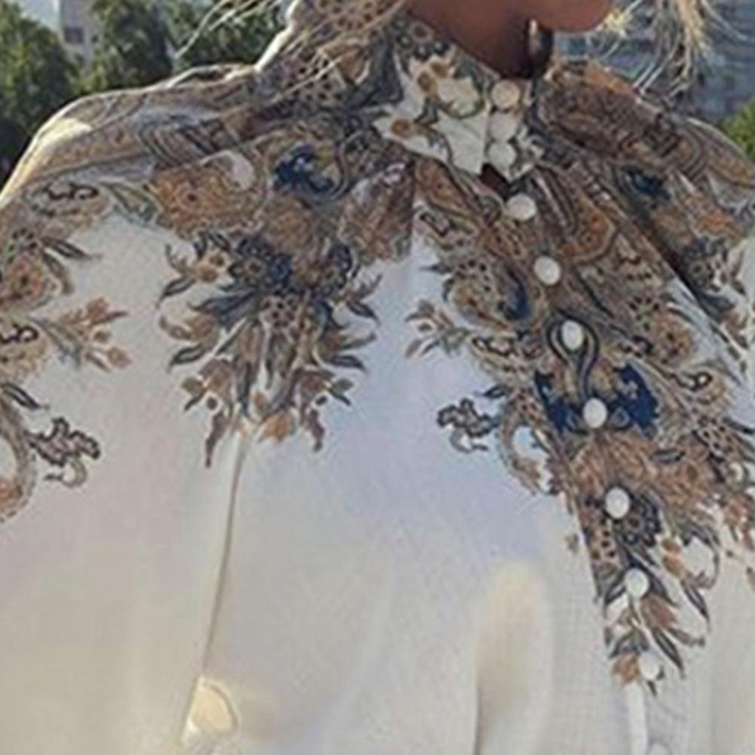 Vintage Floral Romper Paisley Print High Neck Design - Product example