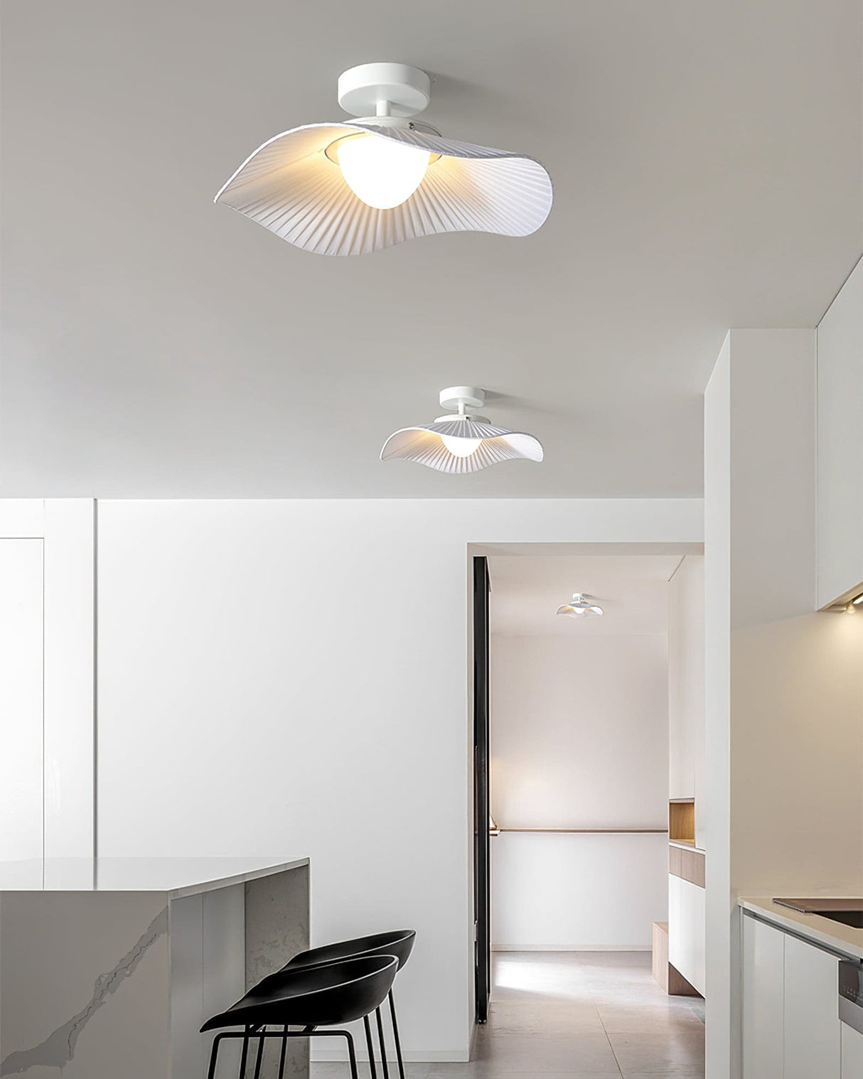 Modern Ceiling Light Pleated Wave Design with Warm Glow - Product example