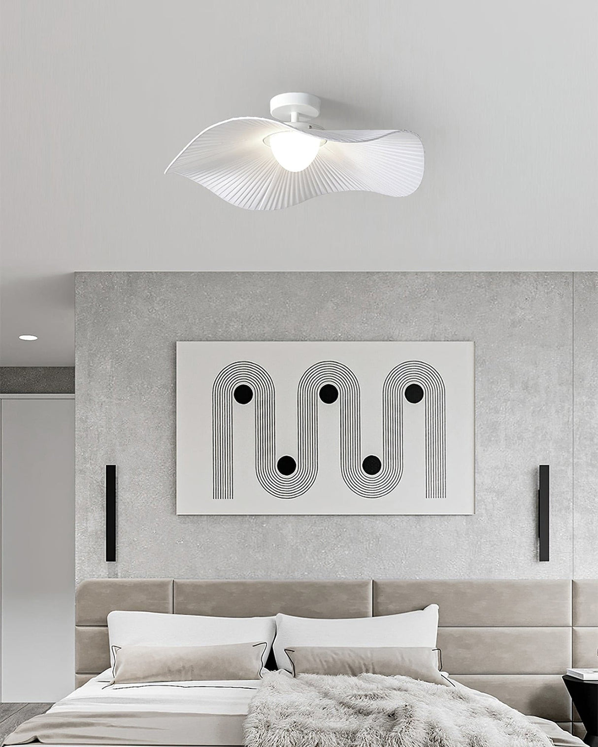 Modern Ceiling Light Pleated Wave Design with Warm Glow - Product detail 4