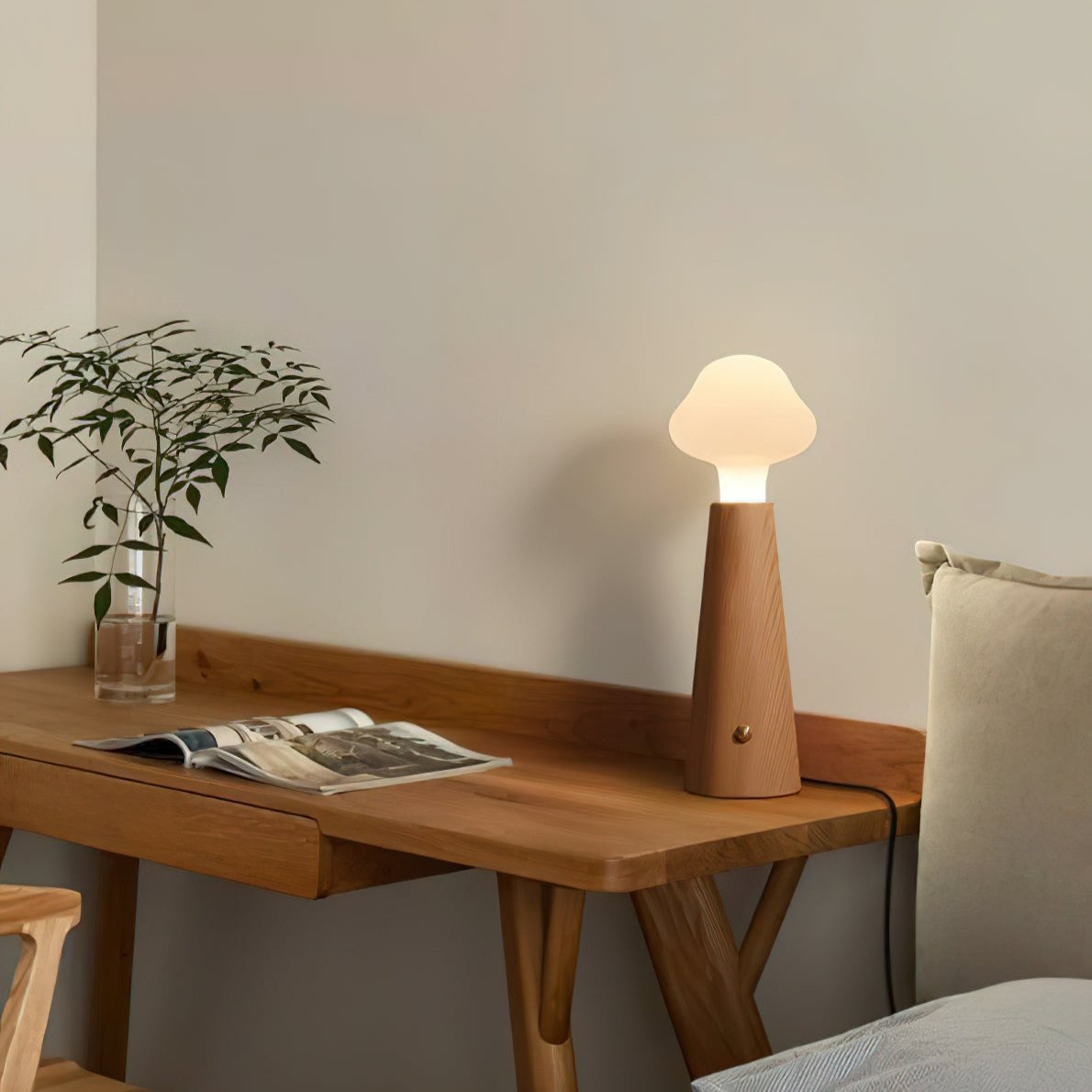Cloud Table Lamp  Natural Wood Base with LED Light - Product detail 11