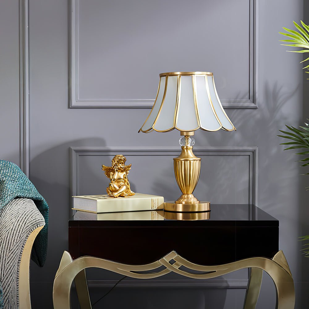 Classic Table Lamp Gold Stem Glass Shade Design - Product detail 11
