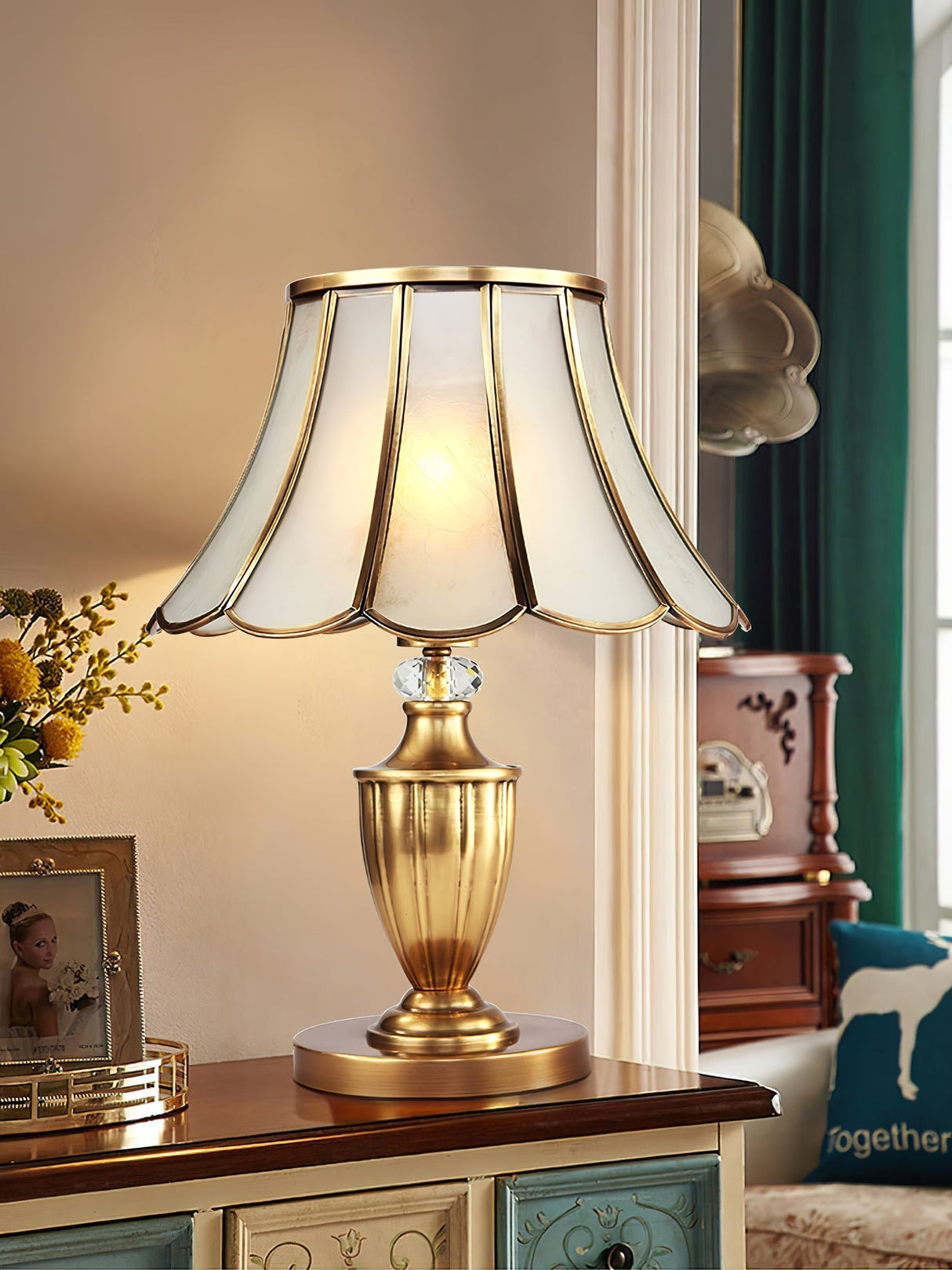 Classic Table Lamp Gold Stem Glass Shade Design - Product detail 18