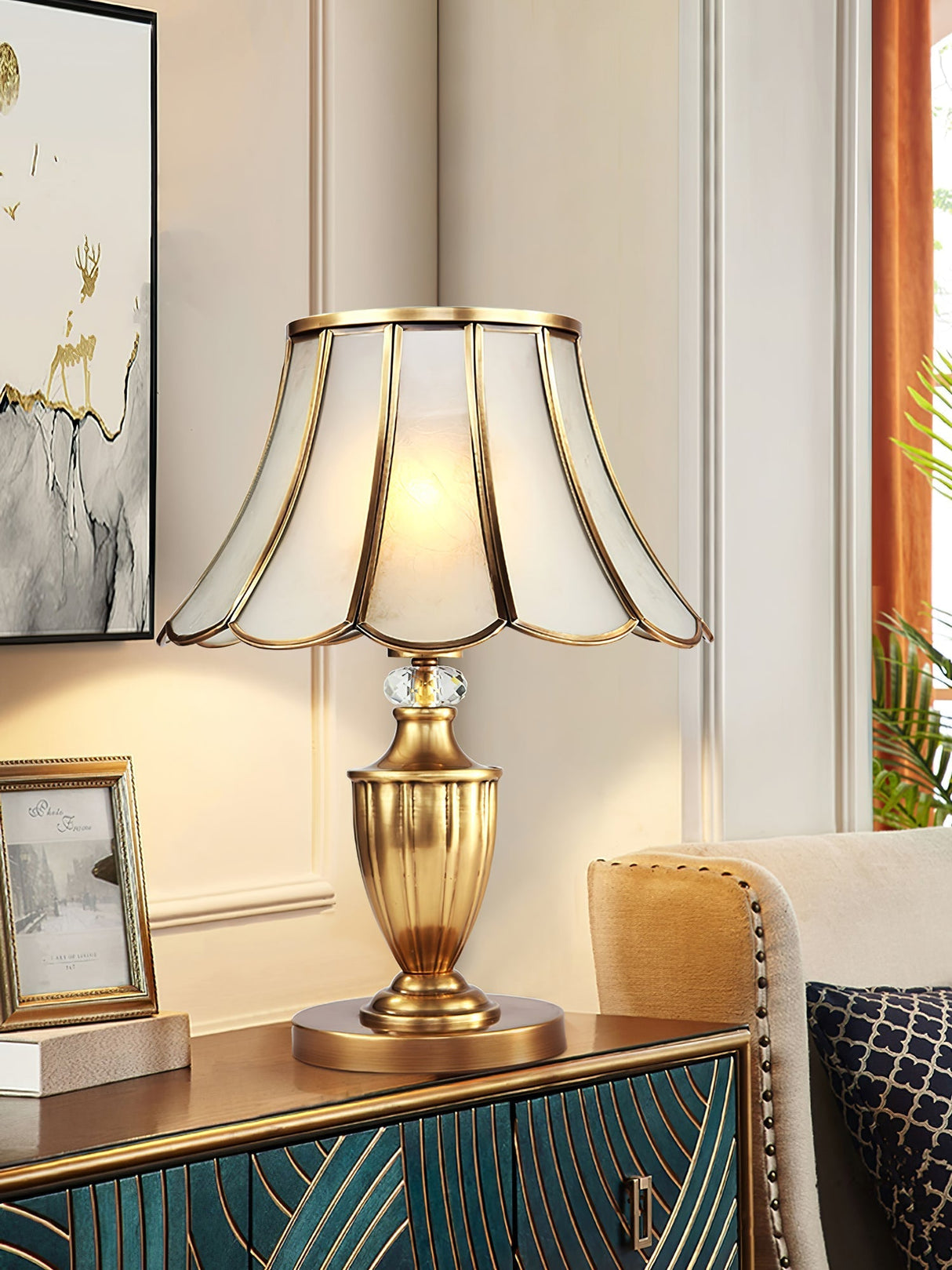 Classic Table Lamp Gold Stem Glass Shade Design - Product detail 19