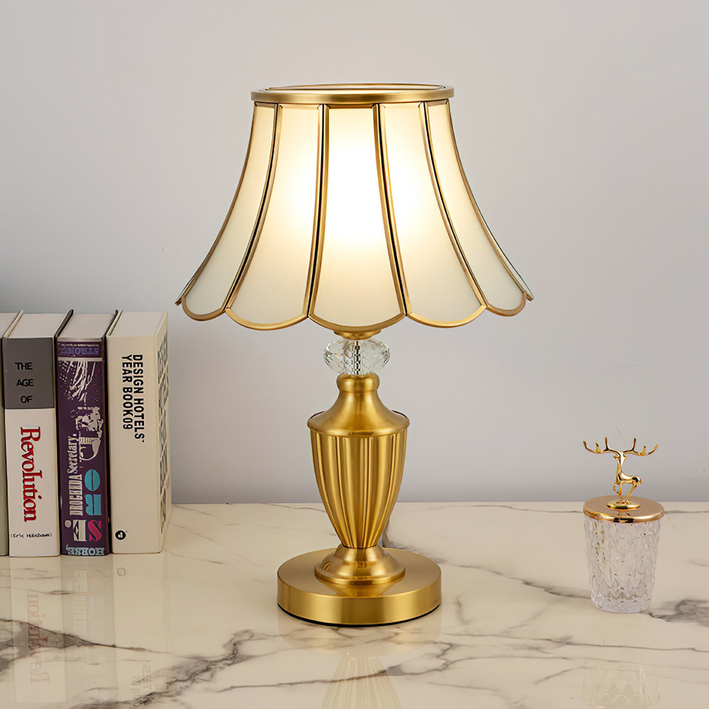 Classic Table Lamp Gold Stem Glass Shade Design - Product example