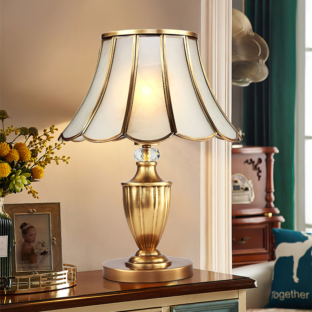 Classic Table Lamp Gold Stem Glass Shade Design - Product detail 8
