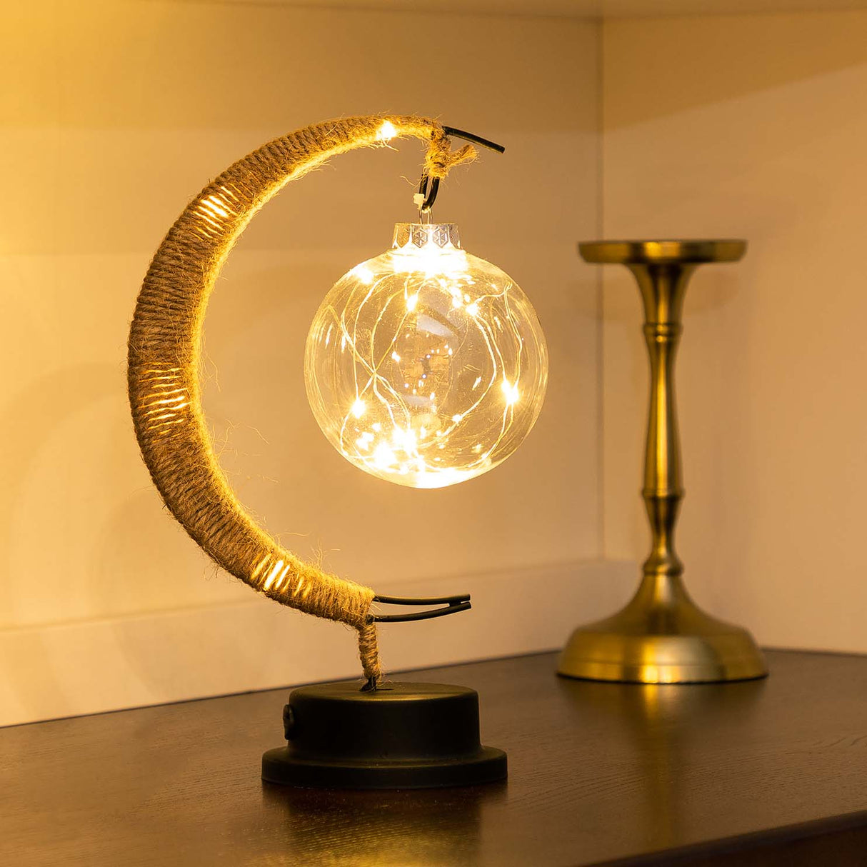Crescent Moon Table Lamp Glass Globe LED Display - Product detail 8