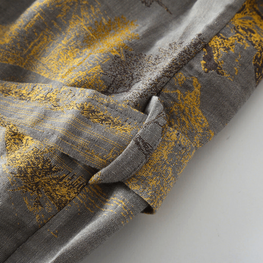 Cotton Gauze Kimono Robe Retro Floral Print Design - Product detail 5