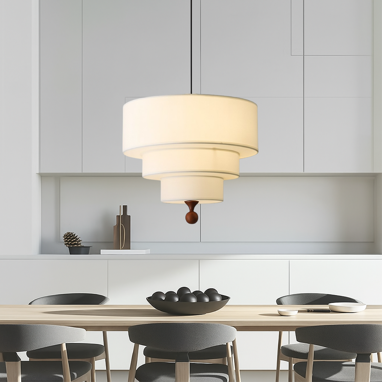 Modern Pendant Light Tiered Fabric Shade Design - Product detail 4