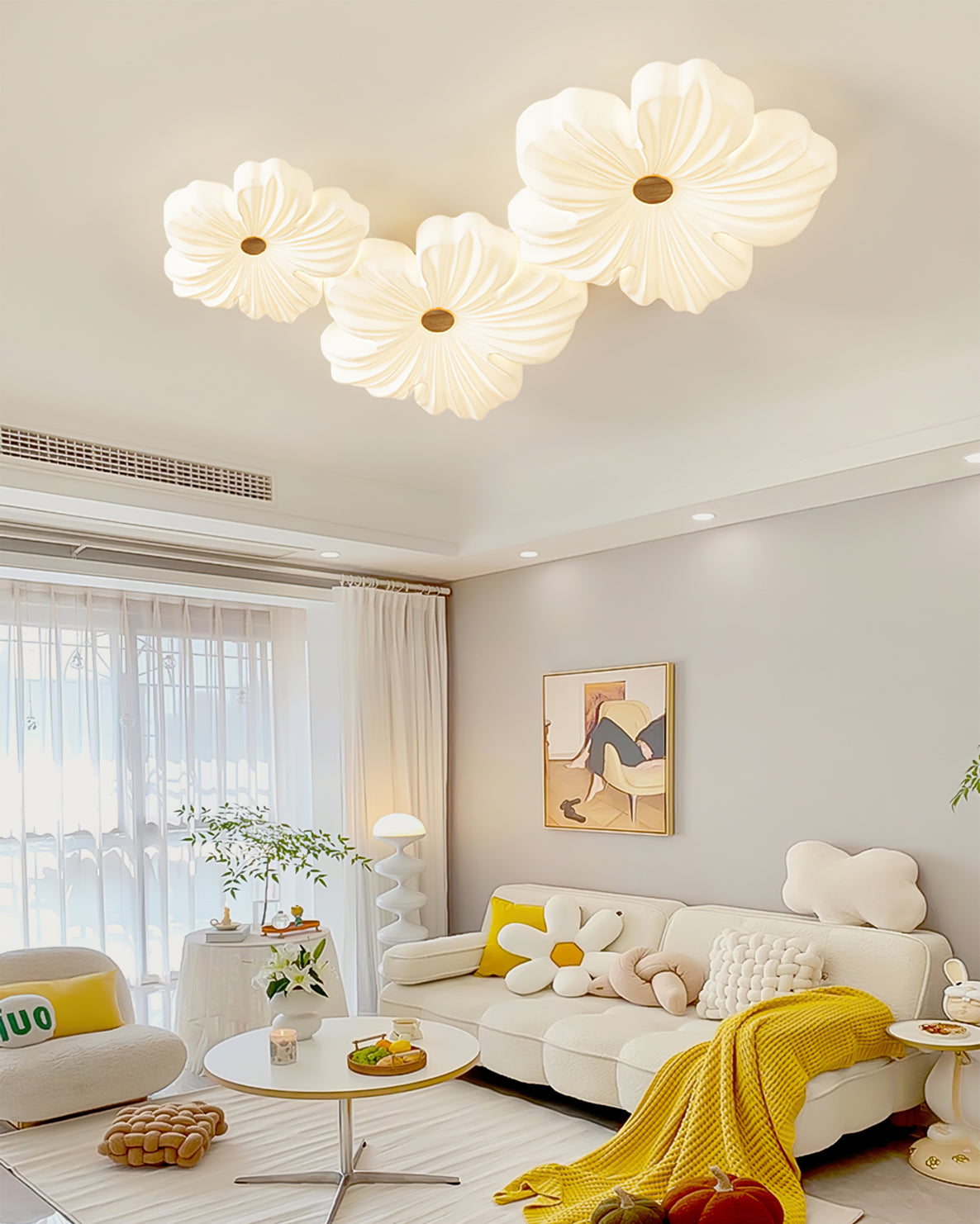 Modern Flower Ceiling Light White Floral LED Pendant - Product example