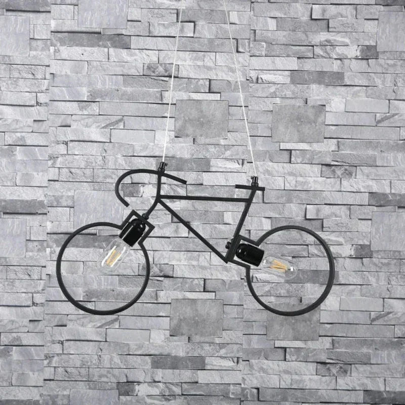 Industrial Bicycle Pendant Light Black Metal Frame Design - Product showcase