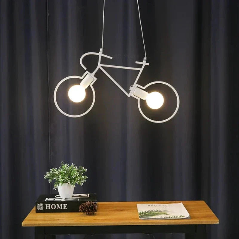 Modern Bicycle Pendant Light White Metal LED Design - Product detail 5