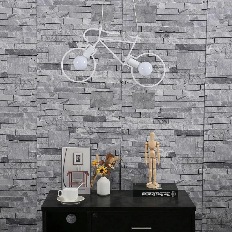 Modern Bicycle Pendant Light White Metal LED Design - Product example