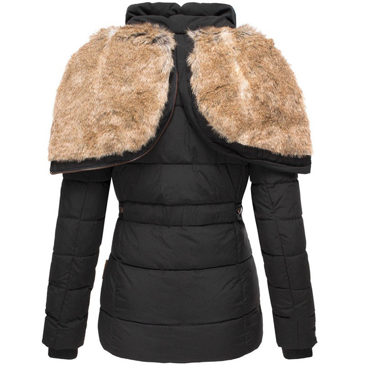 Winter Puffer Coat Faux Fur Hood Quilted Design - Product detail 4