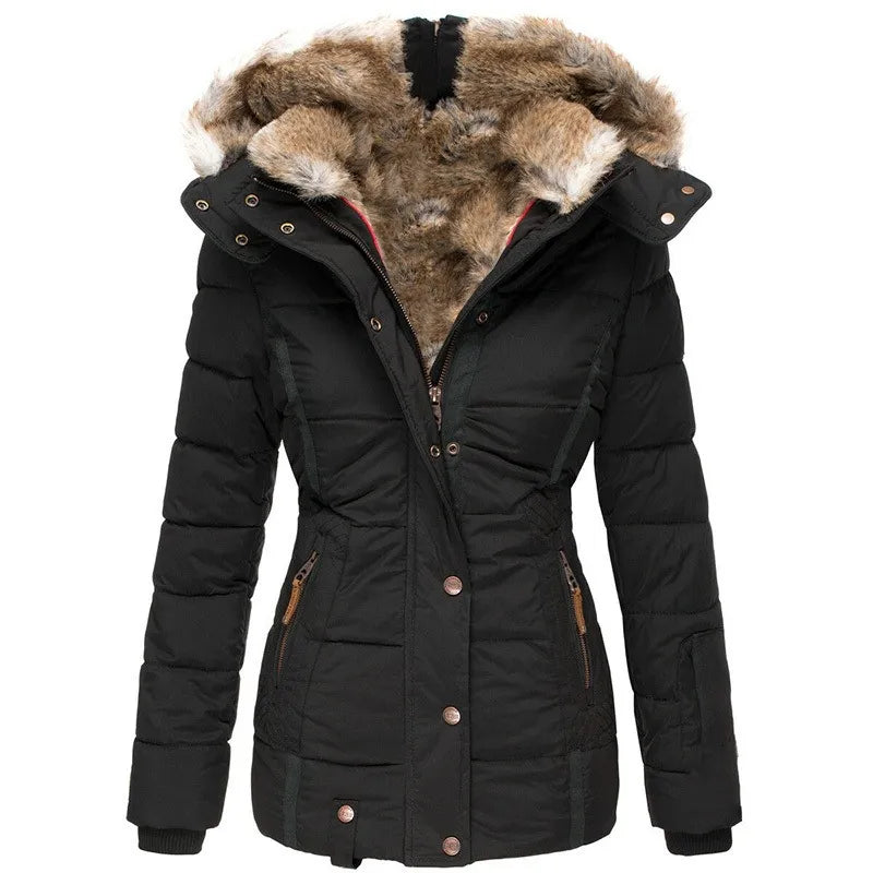 Winter Puffer Coat Faux Fur Hood Quilted Design - Product detail 5