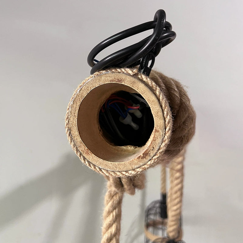 Rustic Rope Ceiling Light Industrial Cage Pendant Design - Product detail 8