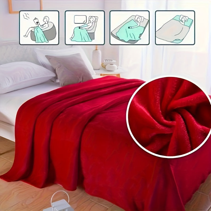 Plush Fleece Throw  Soft Red Winter Blanket - Product detail 6