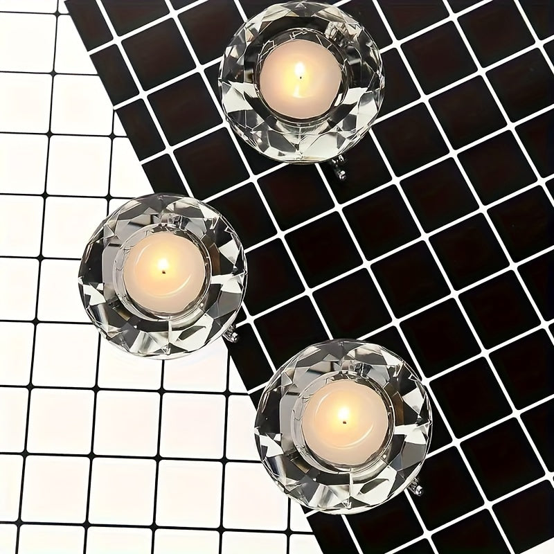 Crystal Tealight Holders  Elegant Glass With Scrolled Silver Stand - Product detail 5
